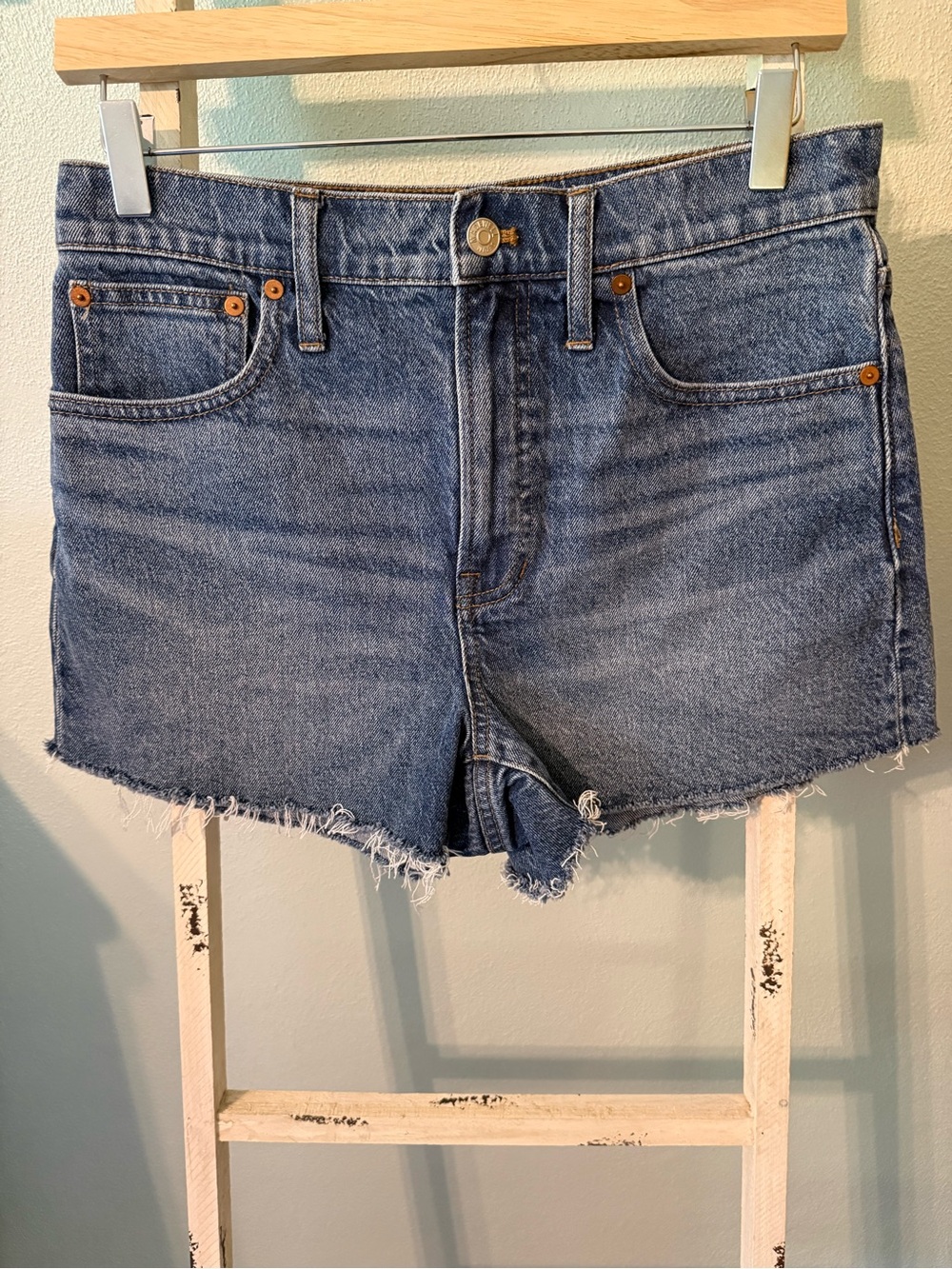 Madewell The Perfect Jean Short Size 28 Women Cotton High Waist Raw Hem